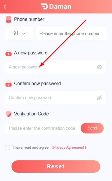 Enter your new password
